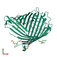 PDB entry 4foz coloured by chain, front view.