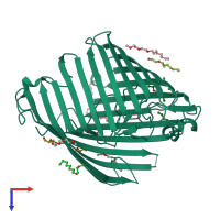 PDB entry 4foz coloured by chain, top view.