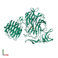 PDB entry 4fp2 coloured by chain, front view.