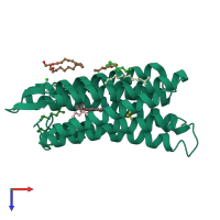 PDB entry 4fpd coloured by chain, top view.