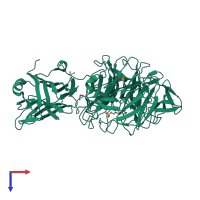 PDB entry 4fpl coloured by chain, top view.