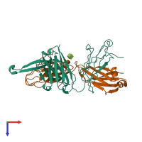 PDB entry 4fq1 coloured by chain, top view.