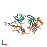 PDB entry 4fq2 coloured by chain, front view.