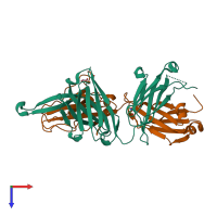 PDB entry 4fq2 coloured by chain, top view.