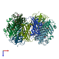 PDB entry 4fq9 coloured by chain, top view.
