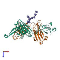 PDB entry 4fqc coloured by chain, top view.