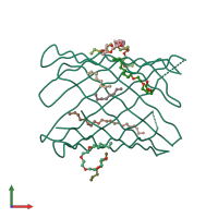 PDB entry 4fqe coloured by chain, front view.