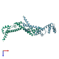 PDB entry 4fqg coloured by chain, top view.