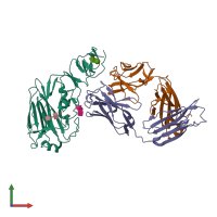PDB entry 4fqj coloured by chain, front view.
