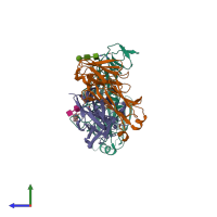 PDB entry 4fqj coloured by chain, side view.