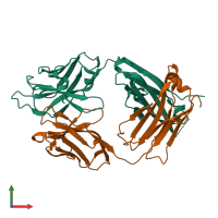 PDB entry 4fql coloured by chain, front view.