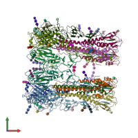 PDB entry 4fqm coloured by chain, front view.