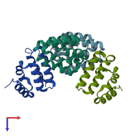 PDB entry 4fqn coloured by chain, top view.