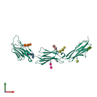 PDB entry 4fqp coloured by chain, front view.