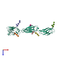 PDB entry 4fqp coloured by chain, top view.