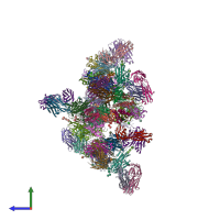 PDB entry 4fqr coloured by chain, side view.