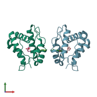 PDB entry 4fqt coloured by chain, front view.