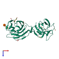 PDB entry 4fqz coloured by chain, top view.