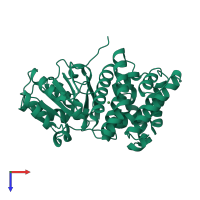 PDB entry 4fr2 coloured by chain, top view.