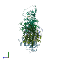 PDB entry 4fr4 coloured by chain, side view.