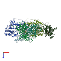PDB entry 4fr4 coloured by chain, top view.