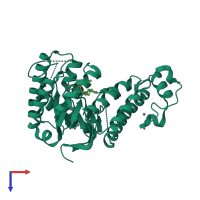 PDB entry 4fr6 coloured by chain, top view.