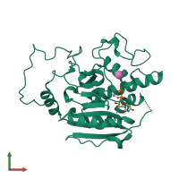 PDB entry 4frb coloured by chain, front view.