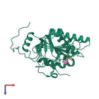 PDB entry 4frb coloured by chain, top view.