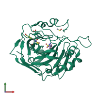 PDB entry 4frc coloured by chain, front view.