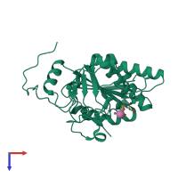 PDB entry 4frd coloured by chain, top view.