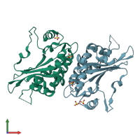 PDB entry 4frf coloured by chain, front view.