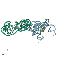 PDB entry 4frg coloured by chain, top view.