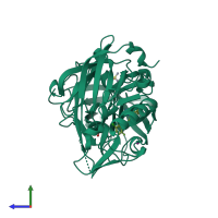 PDB entry 4frj coloured by chain, side view.