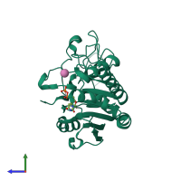 PDB entry 4frl coloured by chain, side view.
