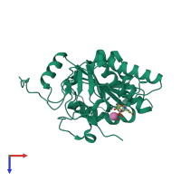 PDB entry 4frl coloured by chain, top view.