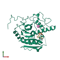 PDB entry 4frm coloured by chain, front view.