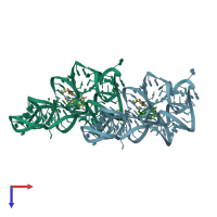 PDB entry 4frn coloured by chain, top view.