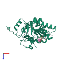 PDB entry 4frp coloured by chain, top view.