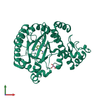 PDB entry 4fsa coloured by chain, front view.