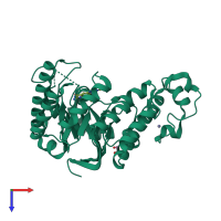 PDB entry 4fsa coloured by chain, top view.