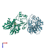 PDB entry 4fsh coloured by chain, top view.