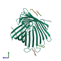 PDB entry 4fsp coloured by chain, side view.