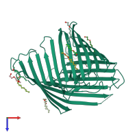 PDB entry 4fsp coloured by chain, top view.
