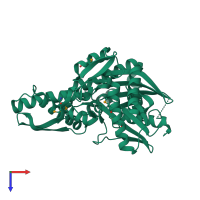 PDB entry 4fsv coloured by chain, top view.
