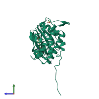 PDB entry 4ft0 coloured by chain, side view.
