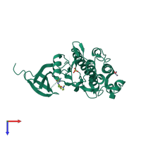 PDB entry 4ft5 coloured by chain, top view.