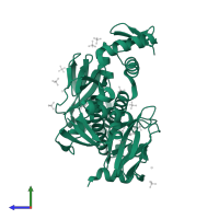 DNA-binding transcriptional dual regulator CRP in PDB entry 4ft8, assembly 1, side view.