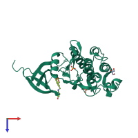 PDB entry 4fti coloured by chain, top view.