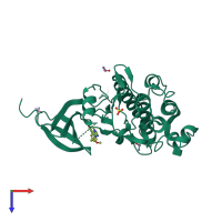 PDB entry 4ftt coloured by chain, top view.