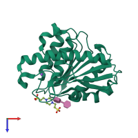 PDB entry 4ftw coloured by chain, top view.